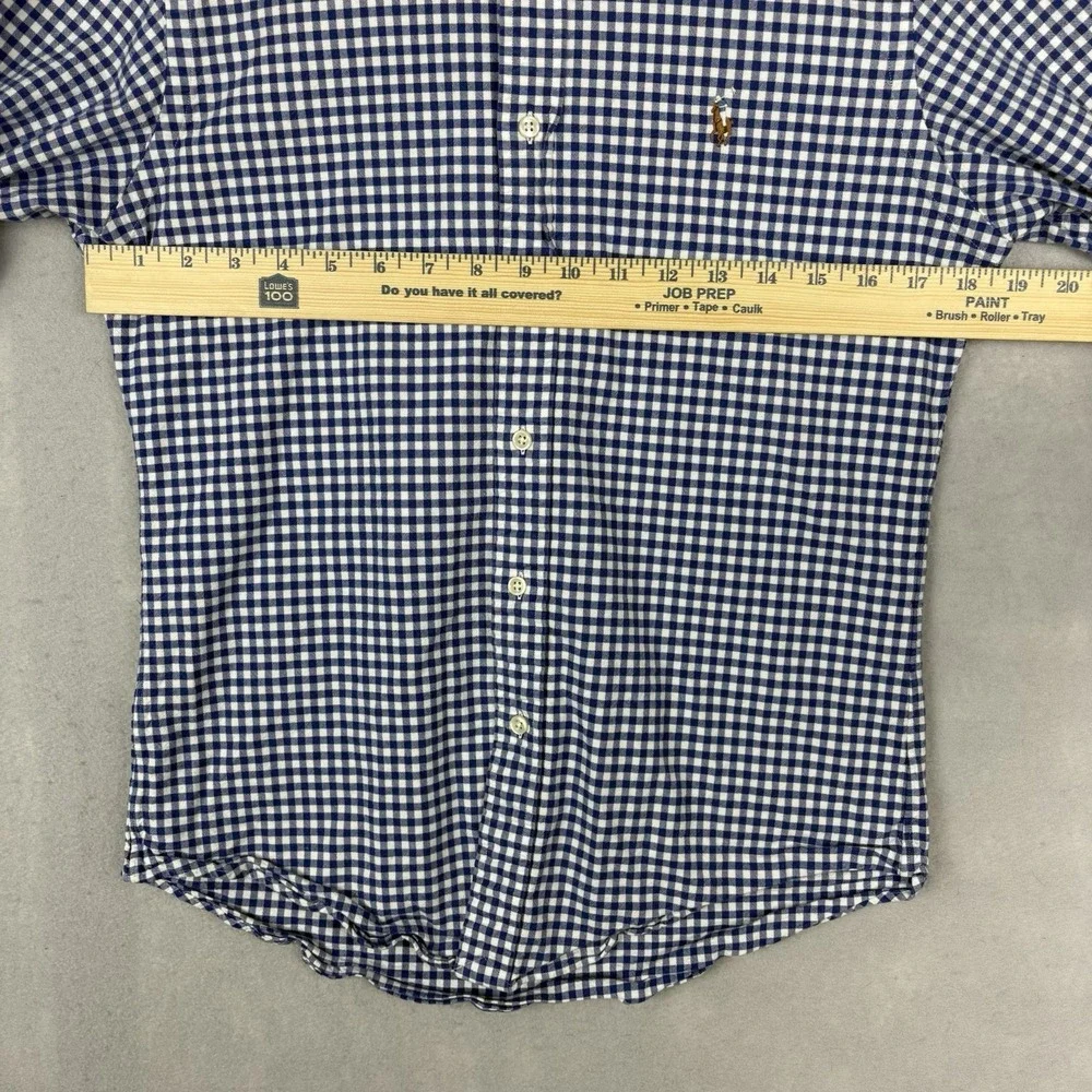 Ralph Lauren Oxford Shirt Men’s Medium Blue Gingham Check Flesh Pony Slim Fit